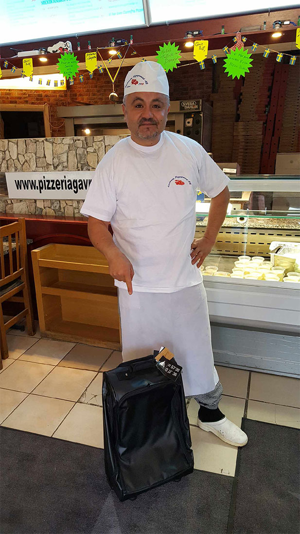 Pizzeria Gavroche <br>Vinnare av väska/trolley med Arla vid lotteri V19 blå lott serie J nr 26