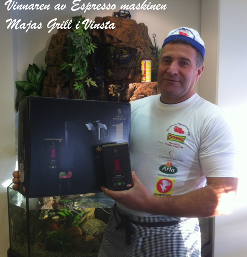 Vinnaren av Espresso maskinen Majas Grill i Vinsta